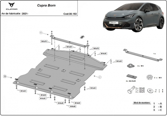 Steel sump guard for Cupra Born