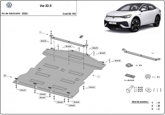 Steel sump guard for Volkswagen ID 5