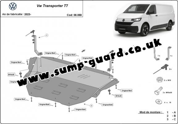 Steel sump guard for Volkswagen Transporter T7 Van