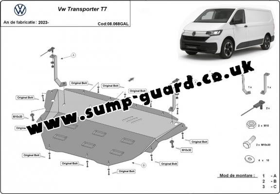 Galvanized steel sump guard for Volkswagen Transporter T7 Galvanized steel sump guard for Volkswagen Transporter T7