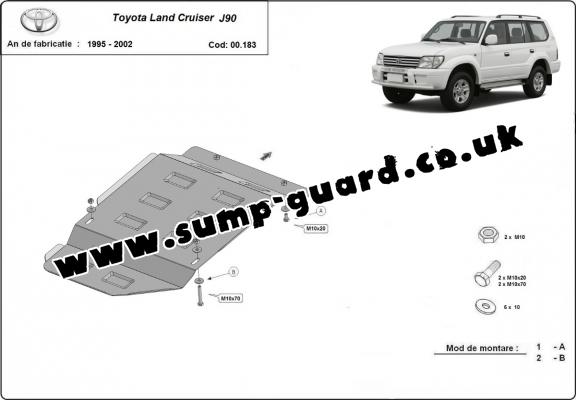 Steel gearbox guard for Toyota Land Cruiser J90 - only for 3 doors model