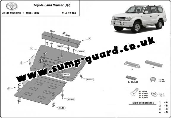 Steel sump guard for Toyota Land Cruiser J90 / J95