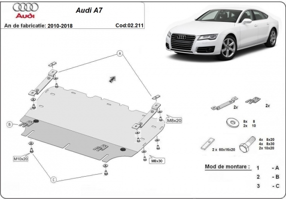 Steel sump guard for Audi A7