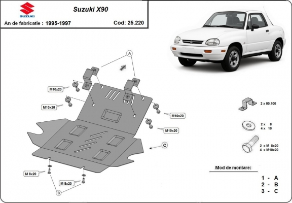 Steel sump guard for Suzuki X90