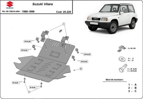 Steel sump guard for Suzuki Vitara