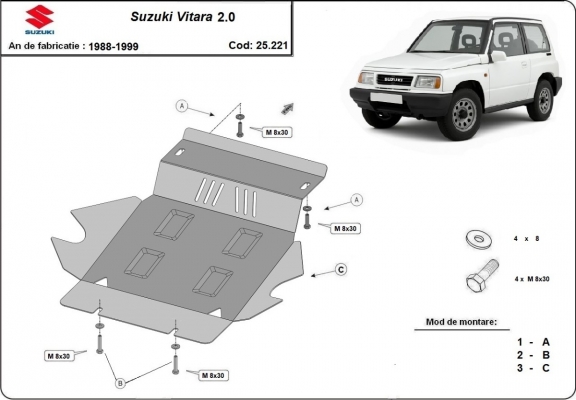 Steel sump guard for Suzuki Vitara 2.0