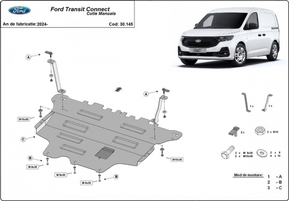 Steel sump guard for Ford Transit Connect