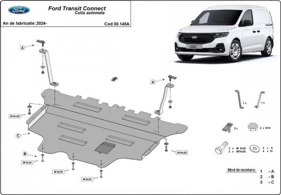 Steel sump guard for Ford Transit Connect- automatic gearbox