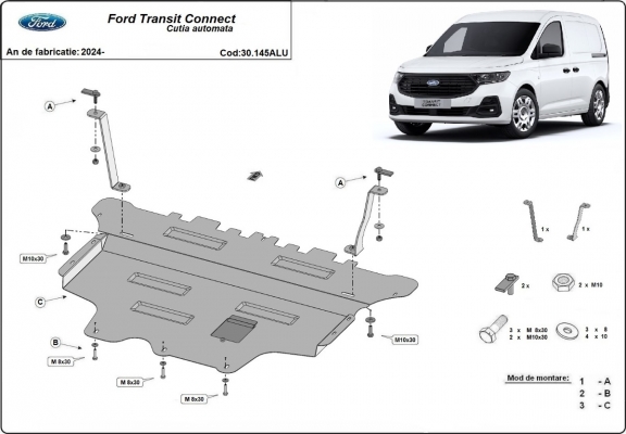 Aluminum sump guard for Ford Transit Connect