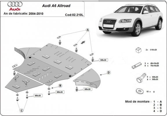 Steel sump guard for Audi A6 Allroad 2 - avec latéraux