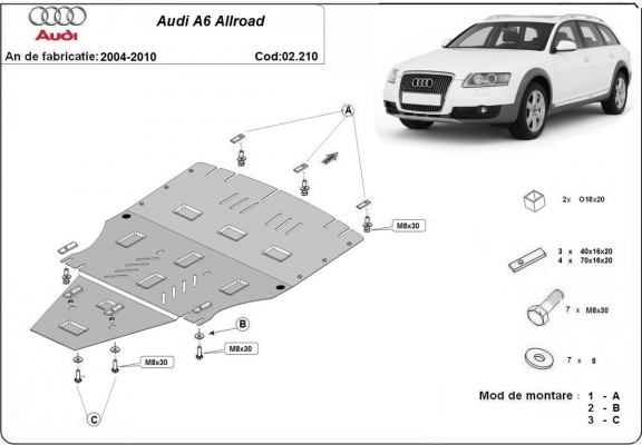 Steel sump guard for Audi A6 Allroad 2 - sans latéraux
