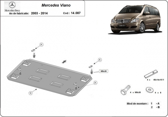 Steel sump guard  for Mercedes Viano W639 - 2.2 D 4x2, 4x4