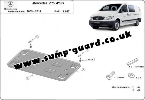 Steel sump guard for Mercedes Vito W639 - 2.2 D 4x2, 4x4