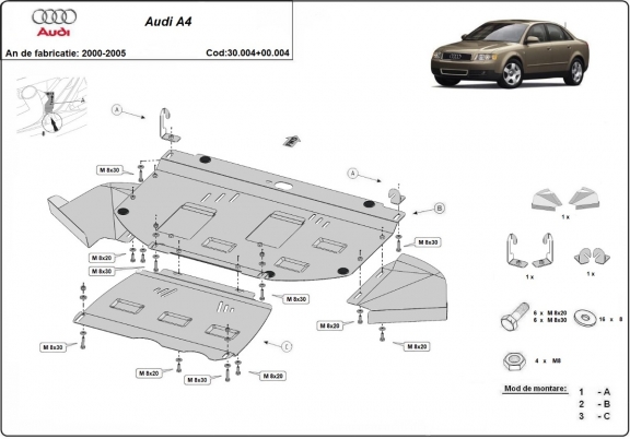 Steel sump guard for Audi A4 B6 - promotional package - diesel