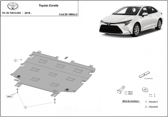 Aluminum sump guard for Toyota Corolla
