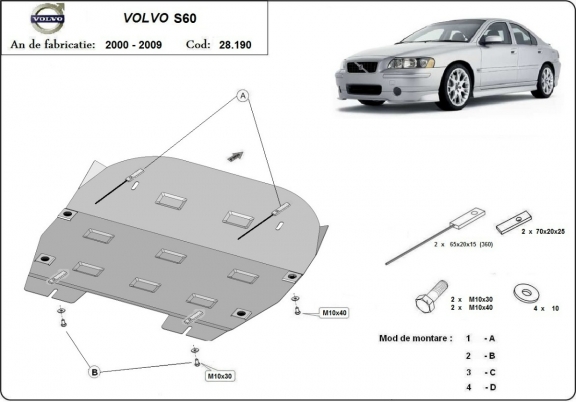 Steel sump guard for Volvo S60