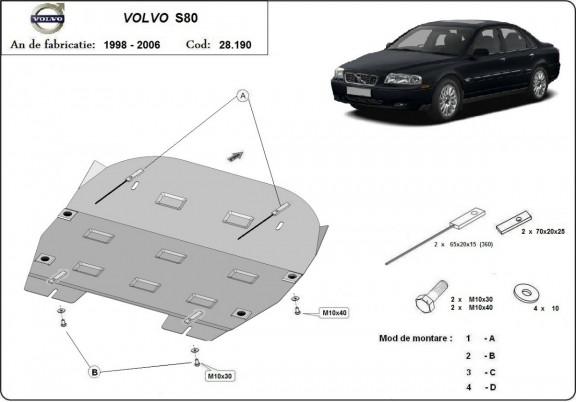 Steel sump guard for Volvo S80