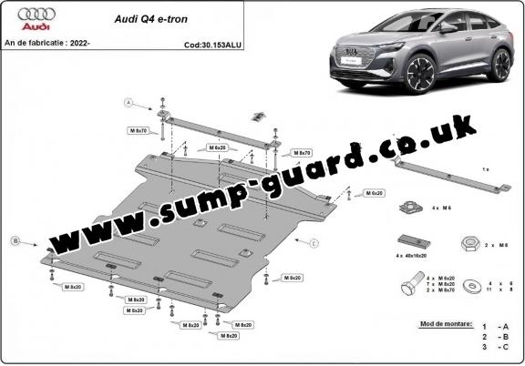 Aluminum sump guard for Audi Q 4 e-tron