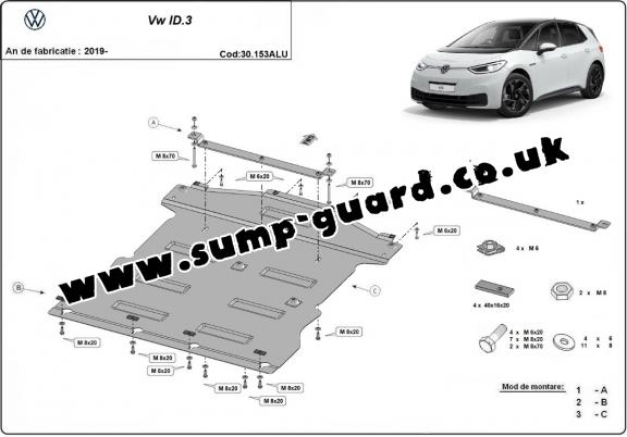 Aluminum sump guard for Volkswagen Volkswagen ID.3