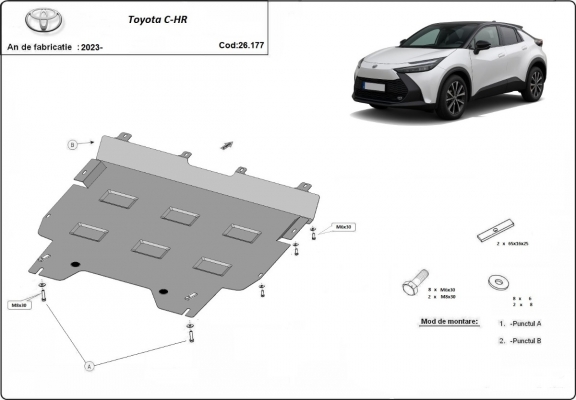 Steel sump guard for Toyota C-HR