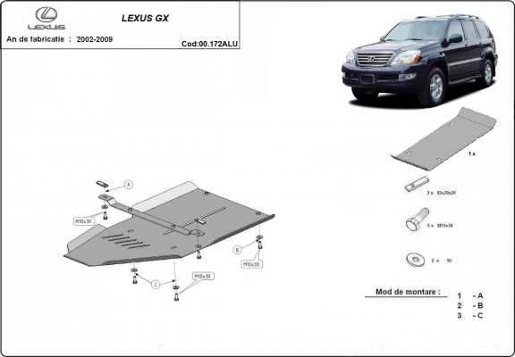 Aluminum gearbox guard for Lexus GX