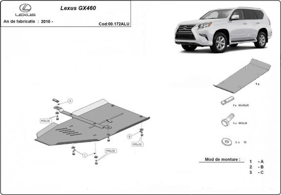 Aluminum gearbox guard for Lexus GX460
