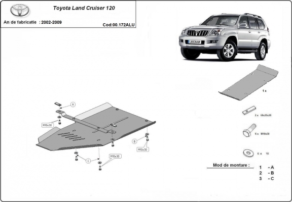 Aluminum gearbox guard for Toyota Land Cruiser J120