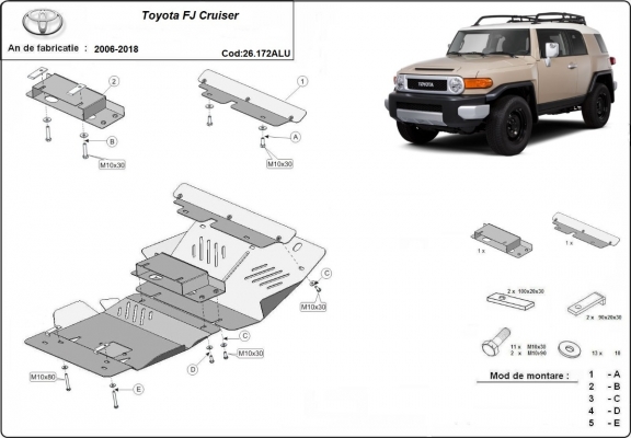 Aluminum sump guard for FJ Cruiser