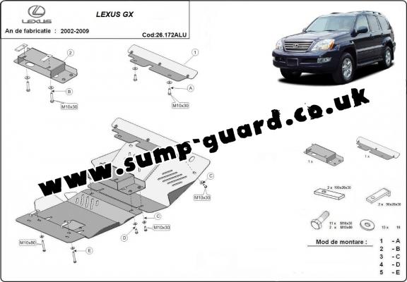 Aluminum sump guard for Lexus GX