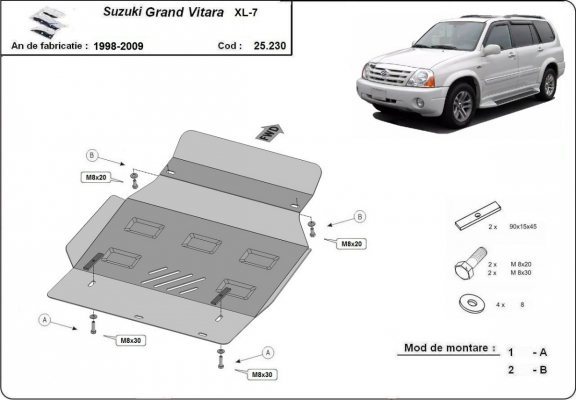 Steel sump guard for Suzuki Grand Vitara XL-7