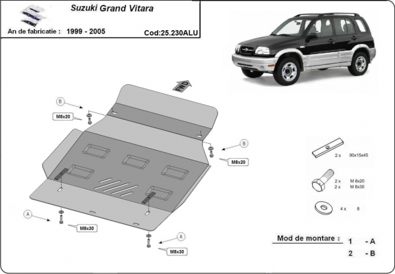 Aluminum sump guard for Suzuki Grand Vitara