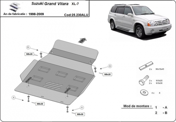 Aluminum sump guard for Suzuki Grand Vitara XL7