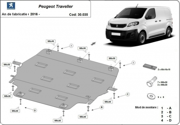 Steel sump guard for Peugeot Traveller
