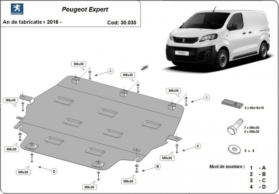 Steel sump guard for Peugeot Expert