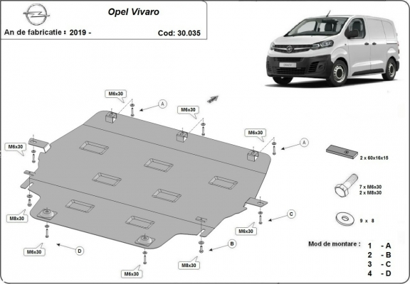 Steel sump guard for Vauxhall Vivaro C