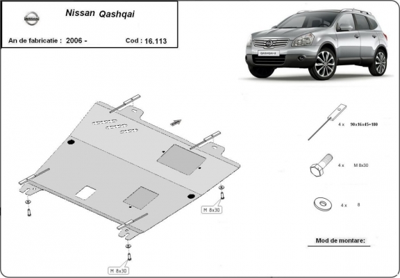 Steel sump guard for Nissan Qashqai J10