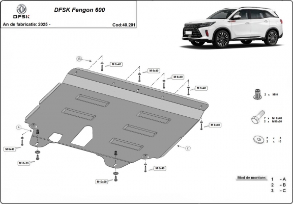 Steel sump guard for Dfsk Fengon 600