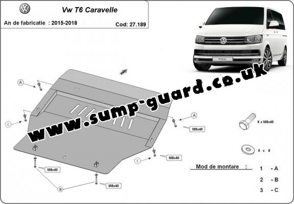 Steel sump guard for Volkswagen Transporter T6 Caravelle