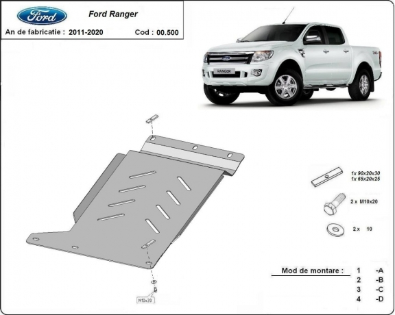 Steel gearbox guard for Ford Ranger