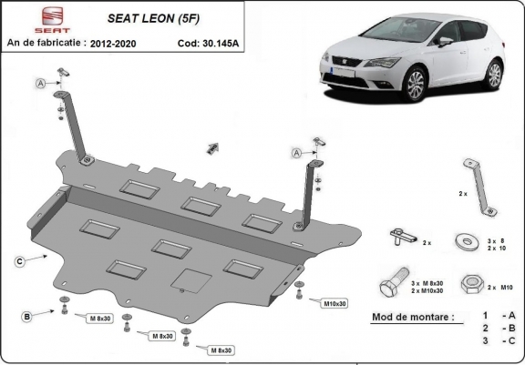 Steel sump guard for Seat Leon Mk3 - Automatic gearbox