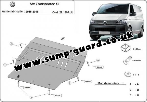 Aluminum sump guard for Volkswagen Volkswagen Transporter T6