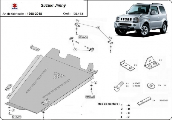 Steel transfer case guard for Suzuki Jimny