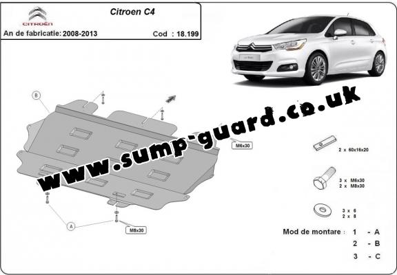 Steel sump guard for Citroen C4