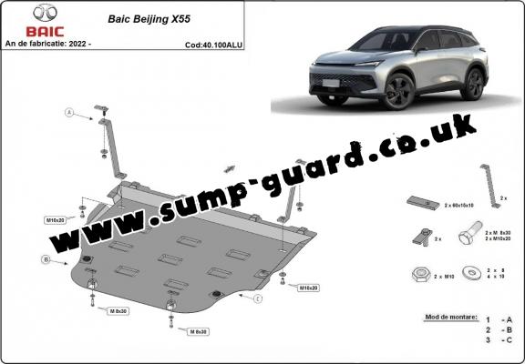 Aluminum sump guard for BAIC Beijing X55