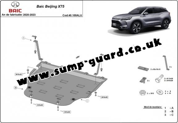 Aluminum sump guard for BAIC Beijing X75