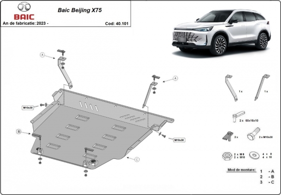 Aluminum sump guard for BAIC Beijing X75