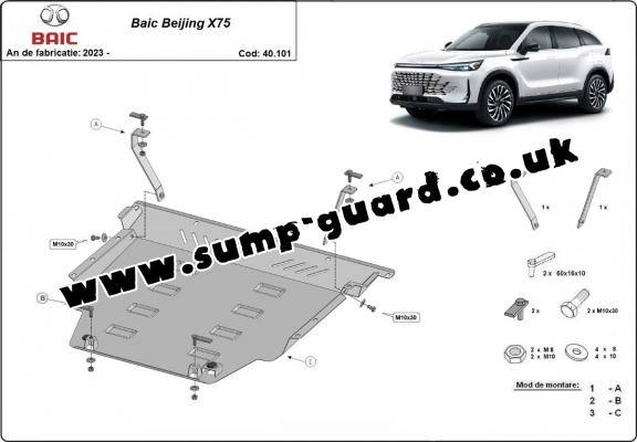 Aluminum sump guard for BAIC Beijing X75