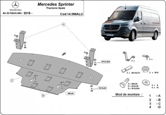 Aluminum sump guard for Mercedes Sprinter - RWD