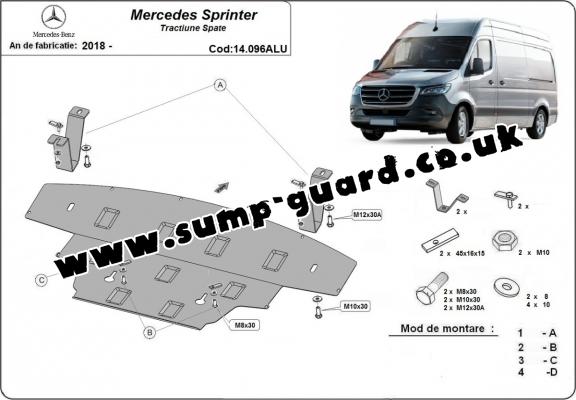 Aluminum sump guard for Mercedes Sprinter - RWD