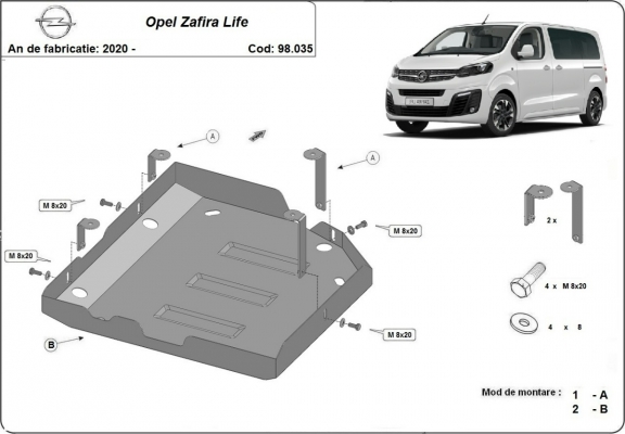 Steel AdBlue tank guard for Opel Zafira Life